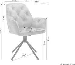 byLIVING Esszimmerstuhl »Sarina« () 2er-Set, hochwertiger Vintage-Samt Bezug mit Steppung, 360Grad drehbar