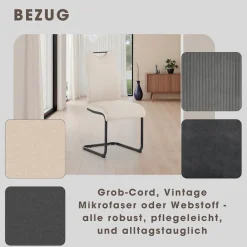 byLIVING Freischwinger »CAPRI« (Set) 2 Stk.Webstoff, bis 110 kg, Schaumstoff, Schwingstuhlgestell, mit Griff