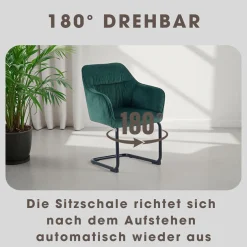 byLIVING Freischwinger »ELBA« (Set) 2 Stk.Grob-Cord, 110 kg, 180° drehbar Rückholfunktion, Schwingstuhlgestell