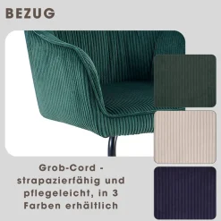 byLIVING Freischwinger »ELBA« (Set) 2 Stk.Grob-Cord, 110 kg, 180° drehbar Rückholfunktion, Schwingstuhlgestell