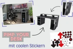 byLIVING Gamingtisch »MATRIX« 180 cm mit Platz für 3 Bildschirme, gratis Aufkleberset
