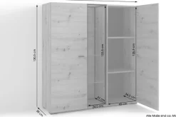 byLIVING Highboard »FRAME« Artisan Eiche, 9 Fächer, offene Fächer mit Glasböden im Metallrahmen