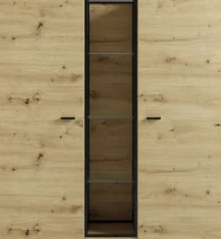 byLIVING Highboard »FRAME« Artisan Eiche, 9 Fächer, offene Fächer mit Glasböden im Metallrahmen