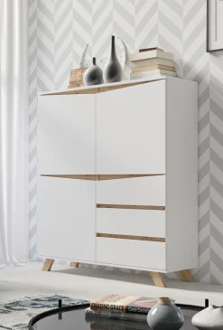 byLIVING Highboard »Valentin« 3 Schubkästen und 3 Türen, Breite 120cm in modernem Scandi - Design