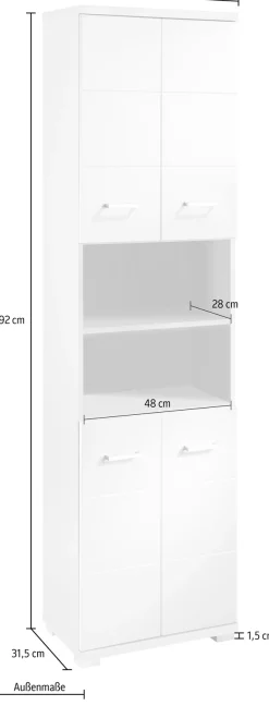 byLIVING Hochschrank »Nebraska« Breite 50 cm, Badezimmerschrank mit Metallgriffen, viel Stauraum