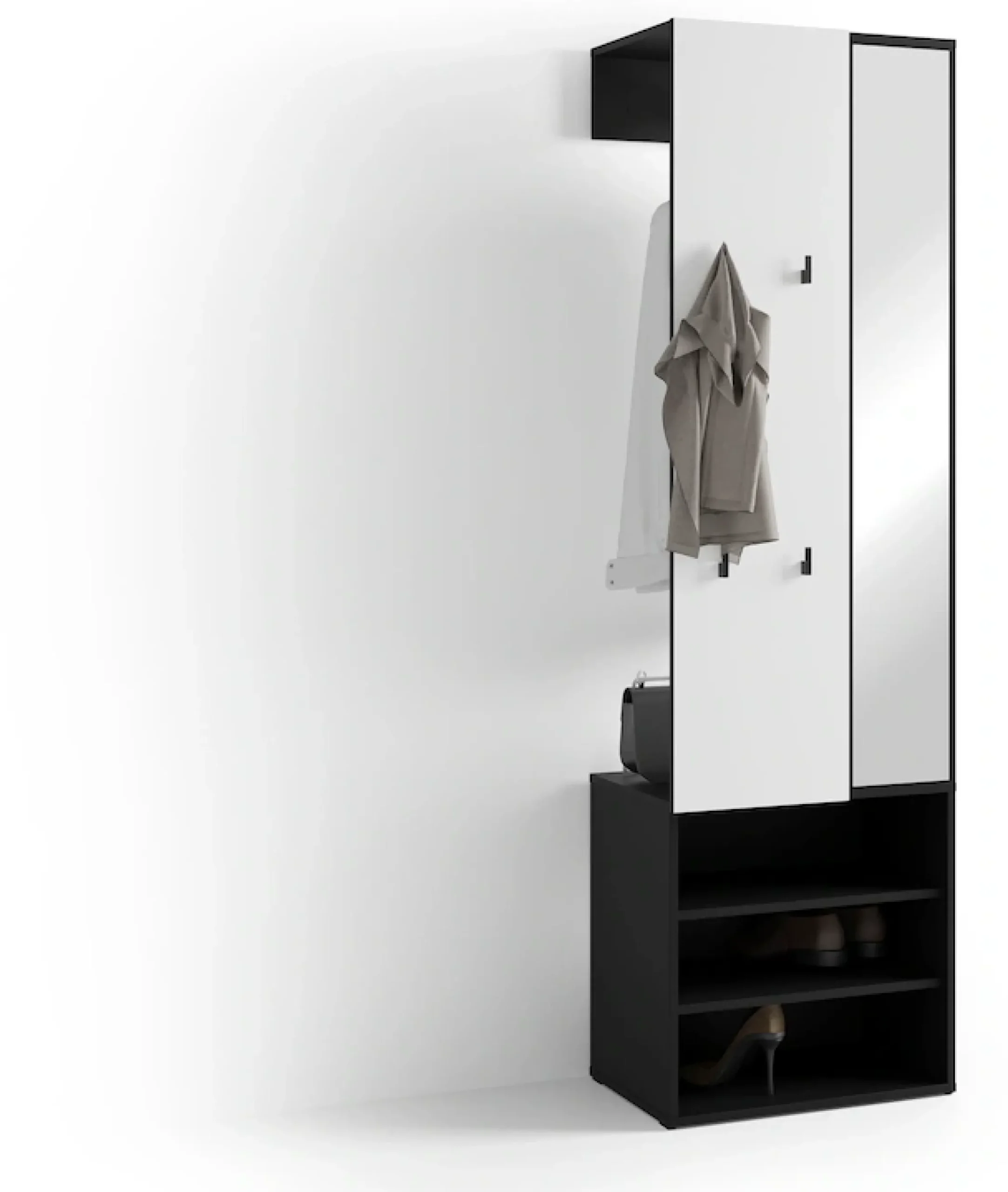 byLIVING Kompaktgarderobe »Dielen - Set Andorra« 1 Stk. tlg. maximale Ordnung auf wenig Fläche mit Spiegel, Kleiderstange und Haken