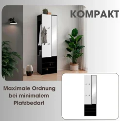 byLIVING Kompaktgarderobe »Dielen - Set Andorra« 1 Stk. tlg. maximale Ordnung auf wenig Fläche mit Spiegel, Kleiderstange und Haken