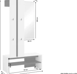 byLIVING Kompaktgarderobe »Dielen - Set Nante« 2 Stk. tlg. maximale Ordnung auf wenig Fläche mit Spiegel, Kleiderstange und Haken