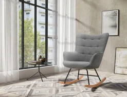 byLIVING Schaukelstuhl »Richie« () 1 Stk.moderne Metallbeine mit Holzkufe, in Webstoff oder Cord erhältlich