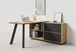 byLIVING Schreibtisch »TALOS« Tischplatte Evoke Eiche, aufgedoppelt, zweifarbige Kante, Schubkästen