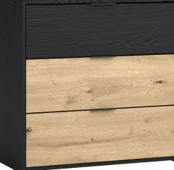 byLIVING Schubkastenkommode »Rimini« Melamin Eiche schwarz und Artisan Eiche, 3 Schubkästen, Breite 80 cm