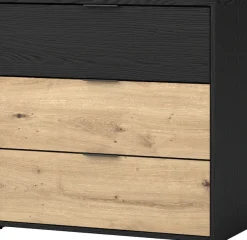 byLIVING Schubkastenkommode »Rimini« Melamin Eiche schwarz und Artisan Eiche, 3 Schubkästen, Breite 80 cm