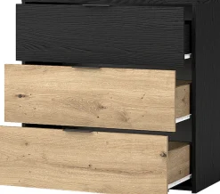 byLIVING Schubkastenkommode »Rimini« Melamin Eiche schwarz und Artisan Eiche, 3 Schubkästen, Breite 80 cm