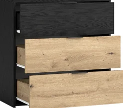 byLIVING Schubkastenkommode »Rimini« Melamin Eiche schwarz und Artisan Eiche, 3 Schubkästen, Breite 80 cm