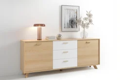 byLIVING Sideboard »Bastian« 1 Stk. tlg. mit massiven Holzfüßen und Griffen, natürlicher Eichenlook, 180cm
