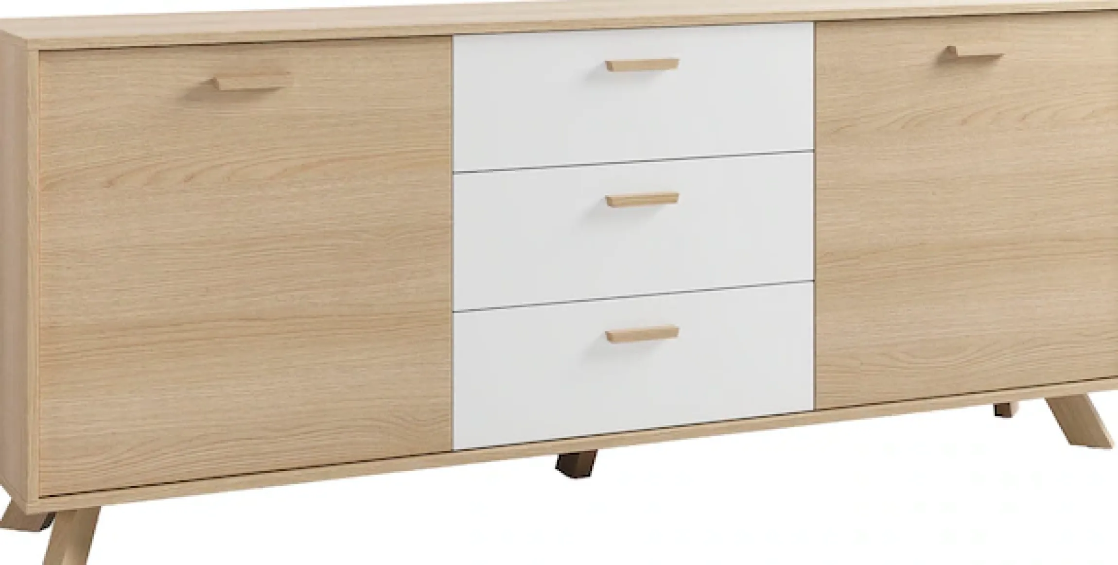 byLIVING Sideboard »Bastian« 1 Stk. tlg. mit massiven Holzfüßen und Griffen, natürlicher Eichenlook, 180cm