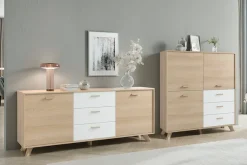 byLIVING Sideboard »Bastian« 1 Stk. tlg. mit massiven Holzfüßen und Griffen, natürlicher Eichenlook, 180cm
