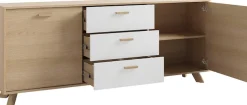 byLIVING Sideboard »Bastian« 1 Stk. tlg. mit massiven Holzfüßen und Griffen, natürlicher Eichenlook, 180cm