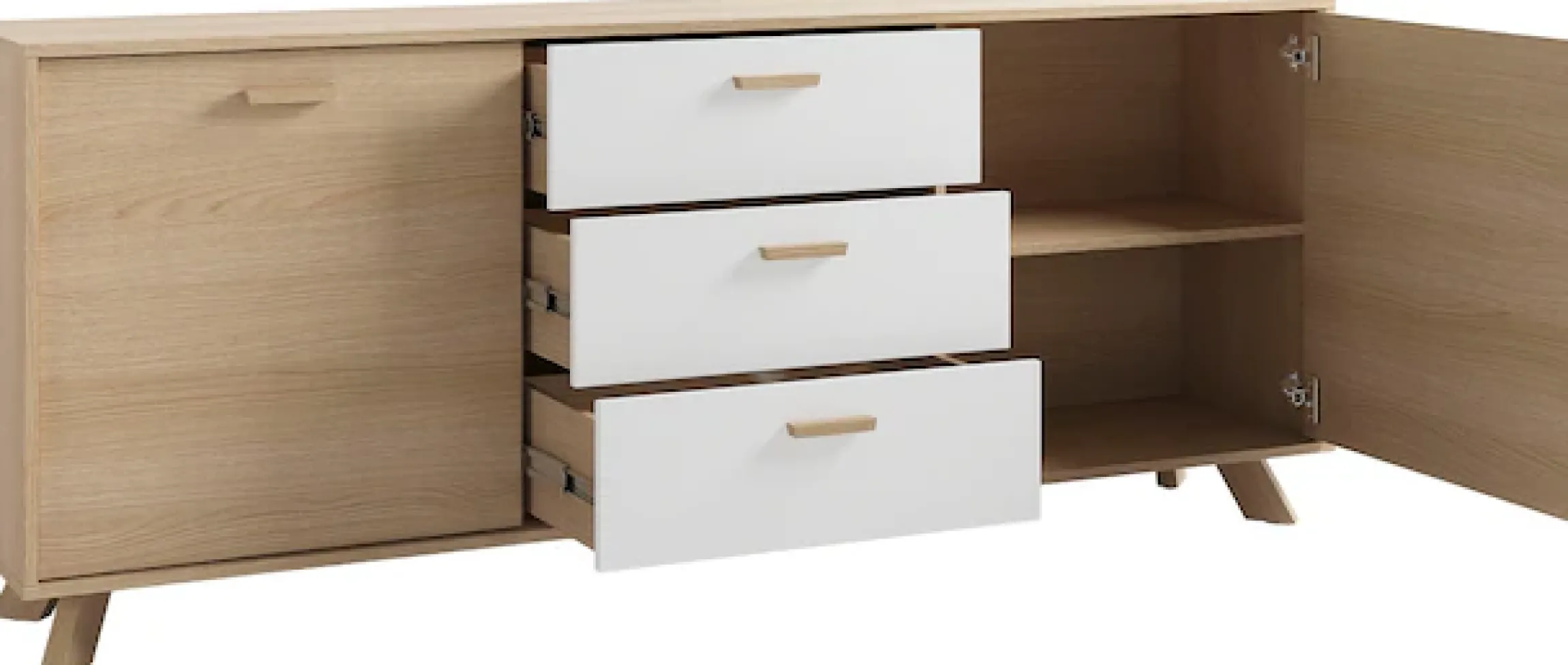 byLIVING Sideboard »Bastian« 1 Stk. tlg. mit massiven Holzfüßen und Griffen, natürlicher Eichenlook, 180cm