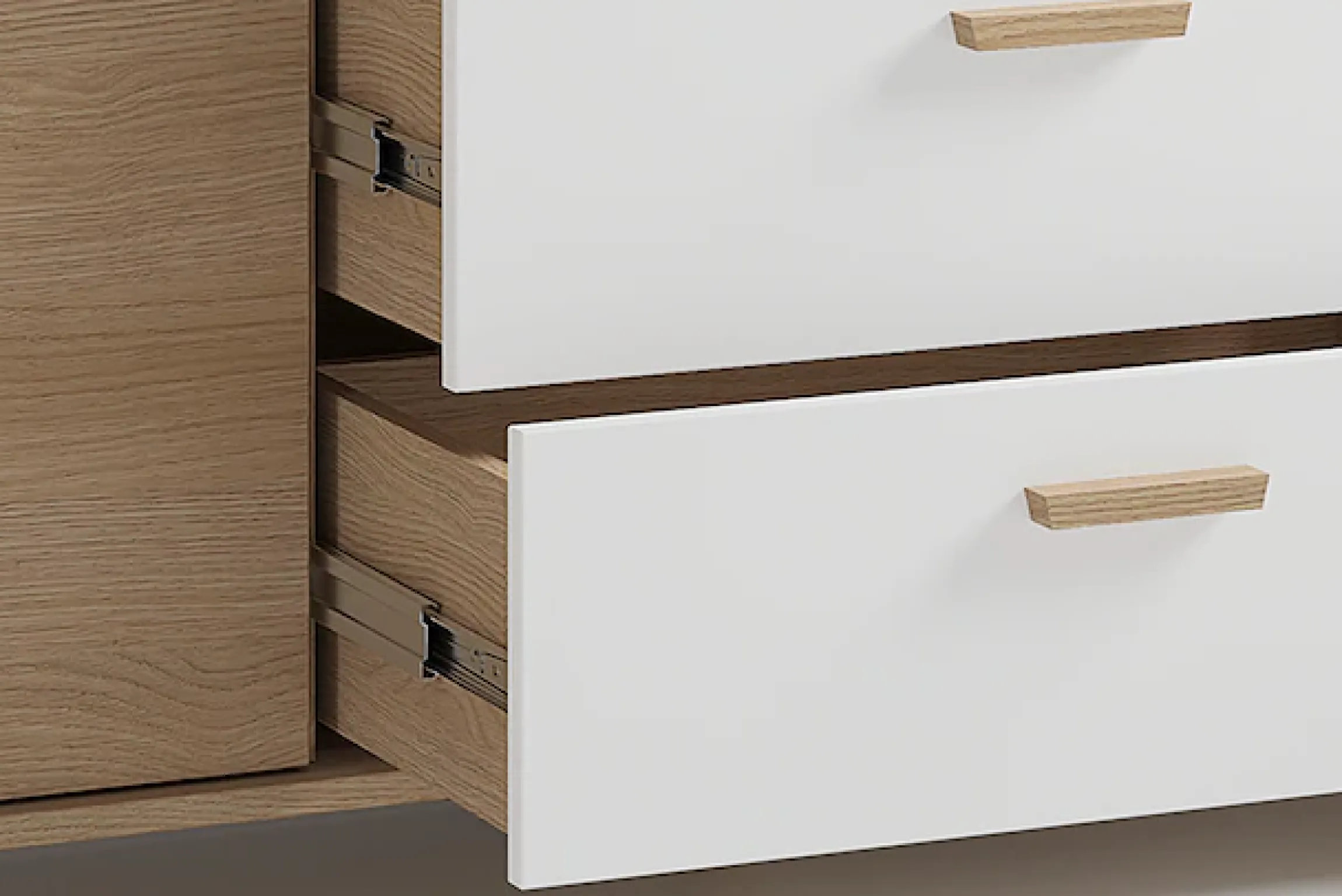 byLIVING Sideboard »Bastian« 1 Stk. tlg. mit massiven Holzfüßen und Griffen, natürlicher Eichenlook, 180cm