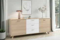 byLIVING Sideboard »Bastian« 1 Stk. tlg. mit massiven Holzfüßen und Griffen, natürlicher Eichenlook, 180cm