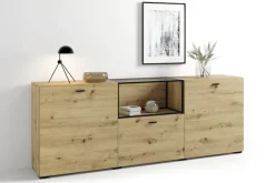 byLIVING Sideboard »Frame« 1 Stk. tlg. moderne Kommode mit Metalleinsatz und Glasplatte, 200cm breit.