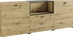 byLIVING Sideboard »Frame« 1 Stk. tlg. moderne Kommode mit Metalleinsatz und Glasplatte, 200cm breit.