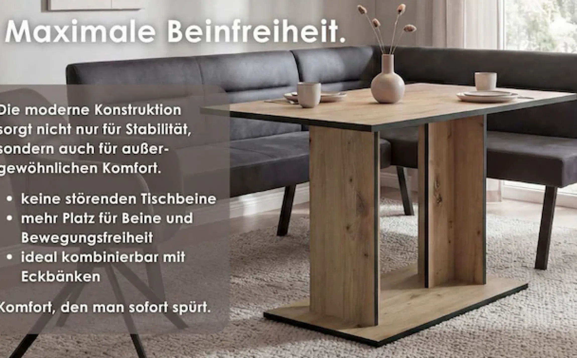 byLIVING Säulen-Esstisch »TOM« Artisan Eiche (Eiche-Optik), 100 kg, 4 Sitzplätze, Säule: 25 x 56,6 cm