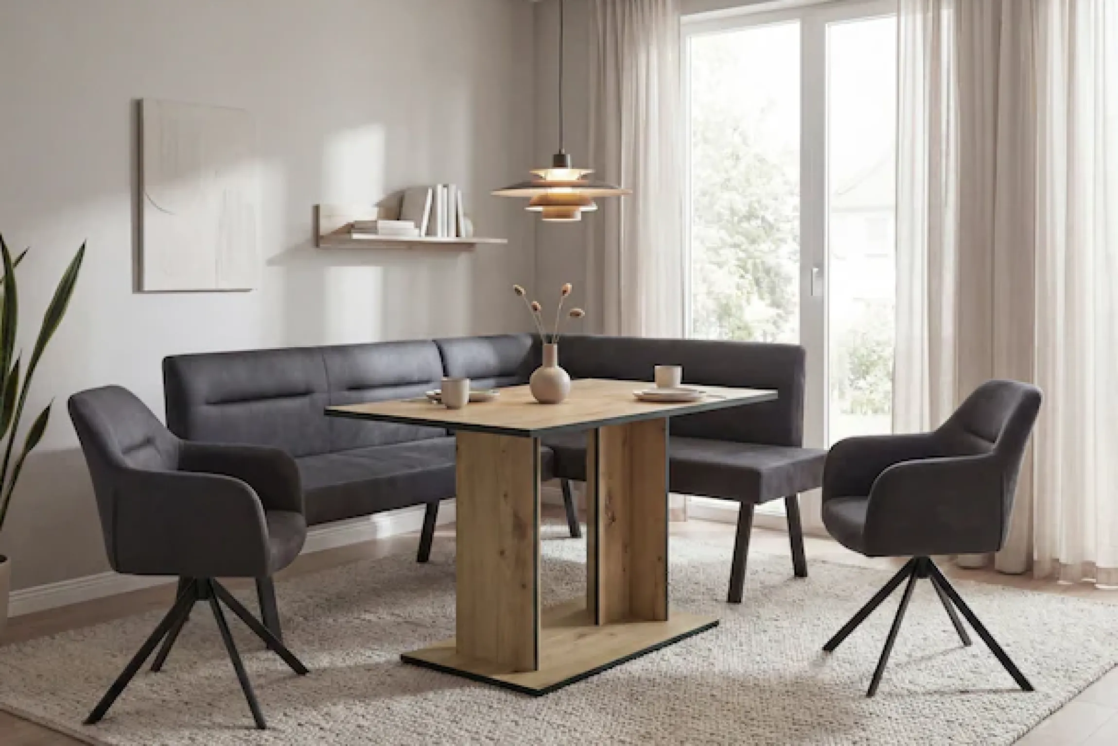 byLIVING Säulen-Esstisch »TOM« Artisan Eiche (Eiche-Optik), 100 kg, 4 Sitzplätze, Säule: 25 x 56,6 cm