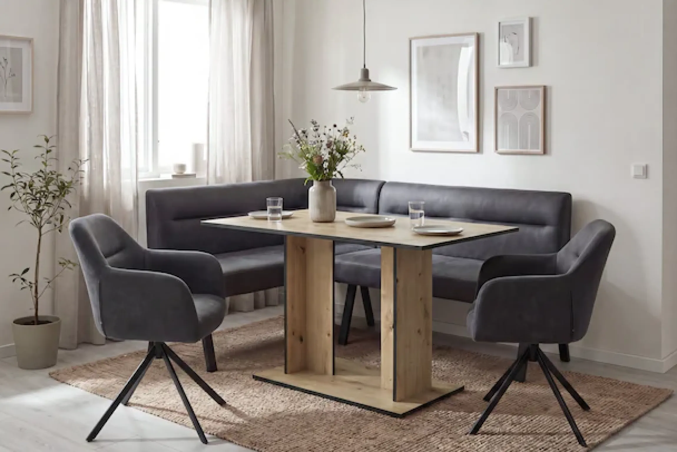 byLIVING Säulen-Esstisch »TOM« Artisan Eiche (Eiche-Optik), 100 kg, 4 Sitzplätze, Säule: 25 x 56,6 cm