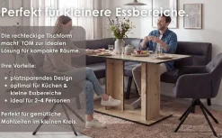 byLIVING Säulen-Esstisch »TOM« Artisan Eiche (Eiche-Optik), 100 kg, 4 Sitzplätze, Säule: 25 x 56,6 cm