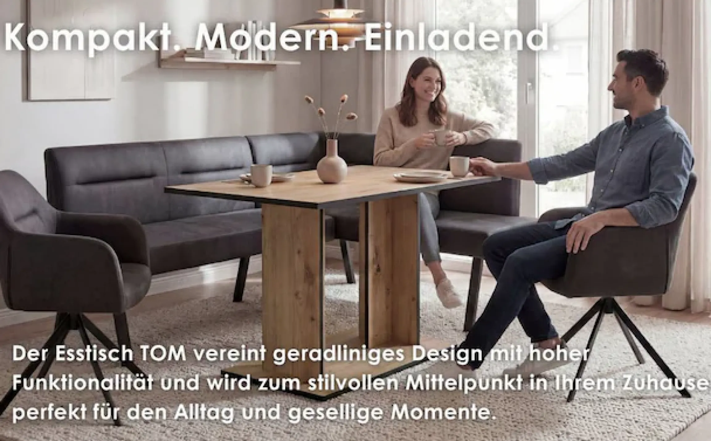 byLIVING Säulen-Esstisch »TOM« Artisan Eiche (Eiche-Optik), 100 kg, 4 Sitzplätze, Säule: 25 x 56,6 cm