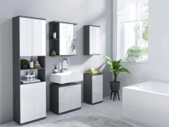byLIVING Waschbeckenunterschrank »Nebraska« Breite 80 cm, Badezimmerschrank, MDF-Fronten in Hochglanz-Optik