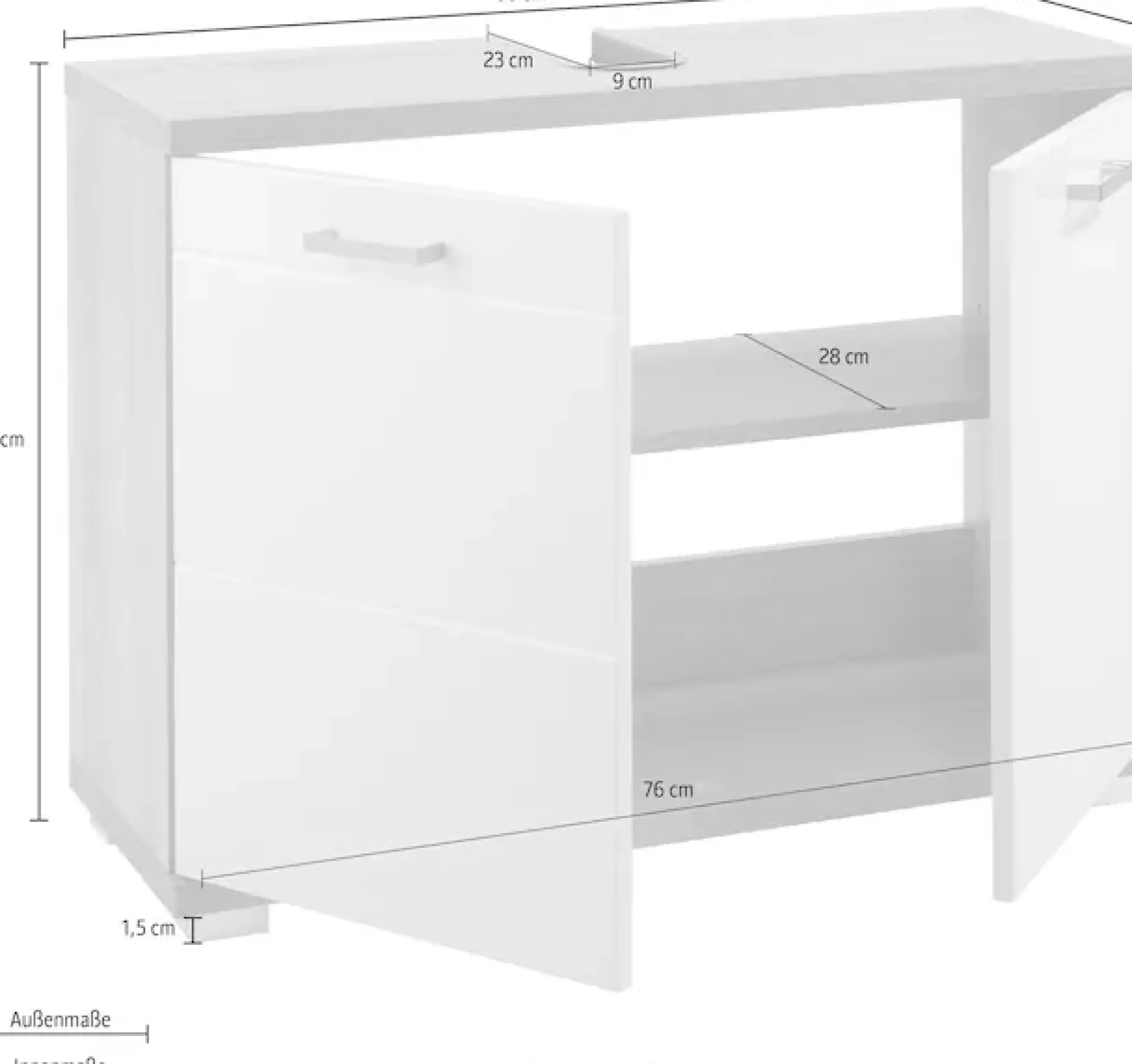 byLIVING Waschbeckenunterschrank »Nebraska« Breite 80 cm, Badezimmerschrank, MDF-Fronten in Hochglanz-Optik