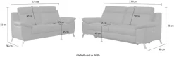 CALIA ITALIA Polstergarnitur »Roby« Set, 2 Stk. tlg. in Leder, mit elektrischer Relaxfunktion