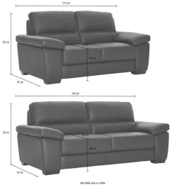 CALIA ITALIA Polstergarnitur »Gaia, hochwertige Garnitur aus 2-Sitzer & 3-Sitzer im edlen Design« Set, 2 Stk. tlg. aus pflegeleichtem Luxus-Microfaser Ginevra Hydro Care