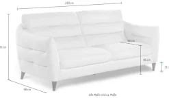 CALIA ITALIA 3-Sitzer »Cabrini, Design trifft super Sitzkomfort,« in Leder, 220 cm Breite, ohne elektrische Relaxfunktion
