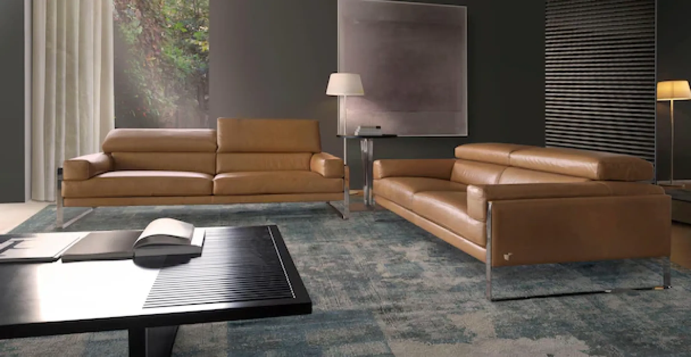 CALIA ITALIA 2-Sitzer »Romeo, Designsofa der Extraklasse mit tollem Sitzkomfort, Breite 182cm« edle Design Kufenfüße und edlem Lederbezug