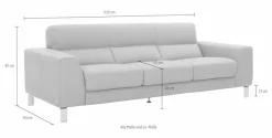 CALIA ITALIA 3-Sitzer »Simon, toller Sitzkomfort, italienisches Designsofa« in zwei Lederqualitäten