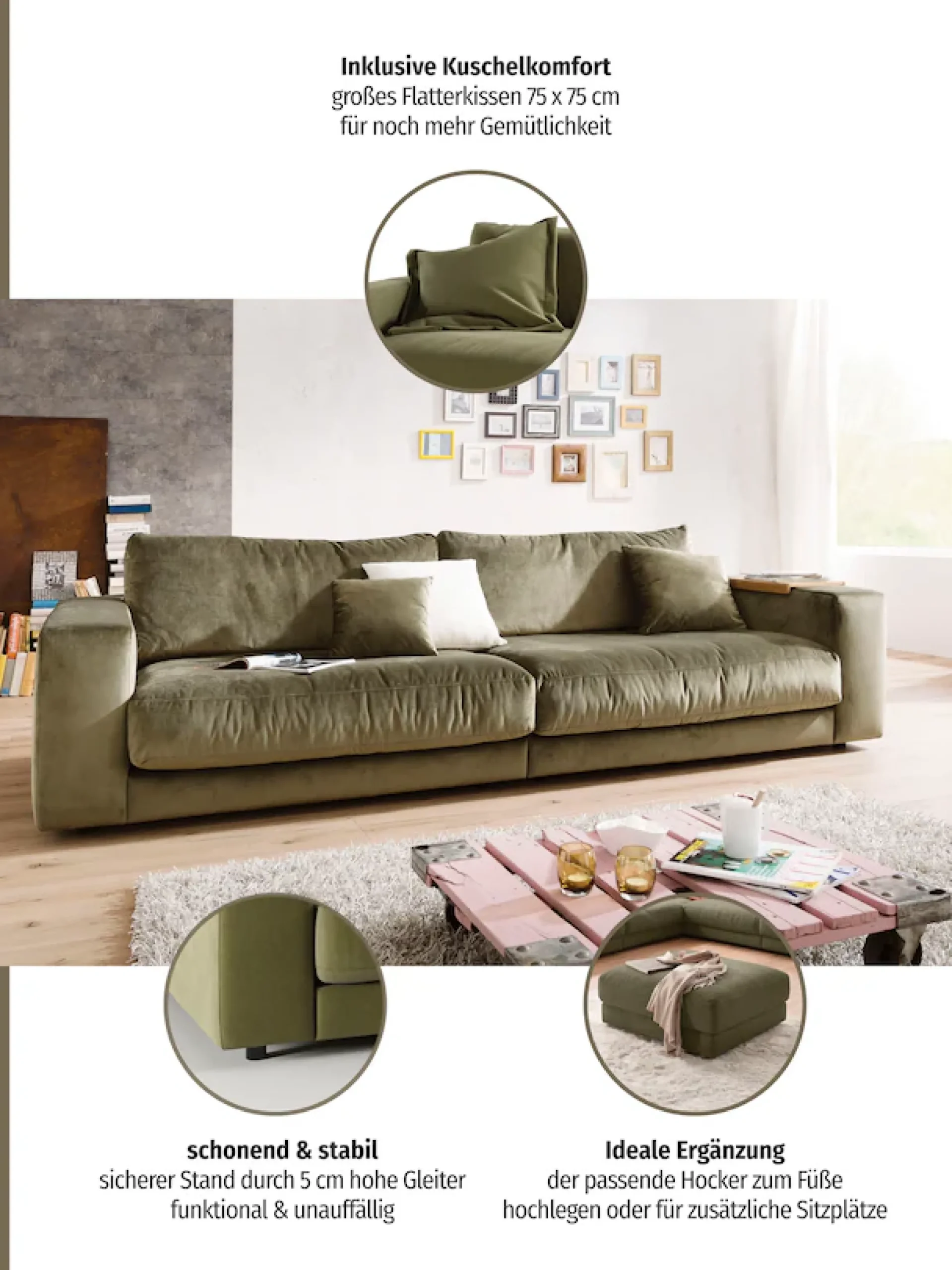 3C Candy Big-Sofa »Enisa II, elegantes Mega-Sofa, super bequem und toll verarbeitet,« bestehend aus Modulen, daher auch individuell aufstellbar