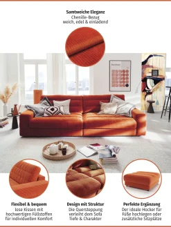 3C Candy Big-Sofa »Stripes Megasofa, tolle Verarbeitungsdetails, bequem, Breite 296cm« Lose Rückenkissen, mit feiner Quersteppung