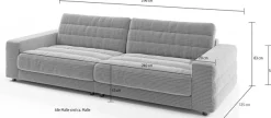 3C Candy Big-Sofa »Stripes Megasofa, tolle Verarbeitungsdetails, bequem, Breite 296cm« Lose Rückenkissen, mit feiner Quersteppung