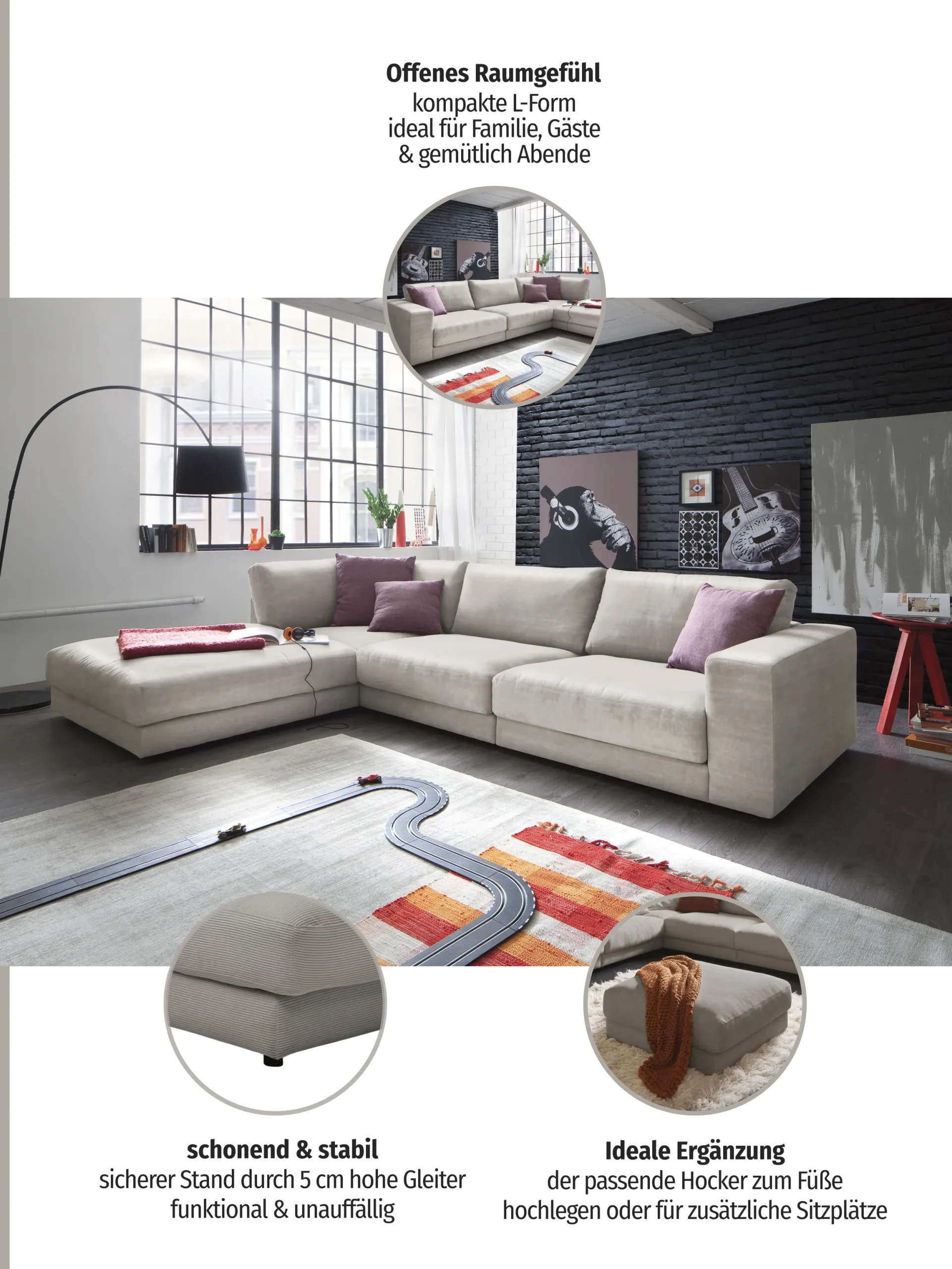 3C Candy Ecksofa »Enisa II L-Form« bestehend aus Modulen, daher auch individuell aufstellbarbar