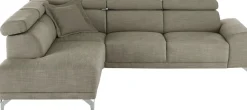 3C Candy Ecksofa »Greve Sofa immer mit manuelle Kopfteilverstellungen, modern, elegant« wahlweise motorischer Sitzvorzug, bequem und zeitlos, L-Form