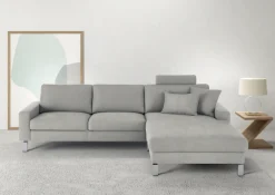 3C Candy Ecksofa »Lecce, wahlweise PUR-Schaumstoff oder Tonnentaschenfederkern« Bett im 2,5-Sitzer, teilmotorische Schlaffunktion im Longchair, L-Form