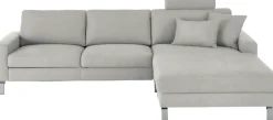 3C Candy Ecksofa »Lecce, wahlweise PUR-Schaumstoff oder Tonnentaschenfederkern« Bett im 2,5-Sitzer, teilmotorische Schlaffunktion im Longchair, L-Form