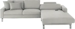 3C Candy Ecksofa »Lecce, wahlweise PUR-Schaumstoff oder Tonnentaschenfederkern« Bett im 2,5-Sitzer, teilmotorische Schlaffunktion im Longchair, L-Form