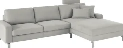 3C Candy Ecksofa »Lecce, wahlweise PUR-Schaumstoff oder Tonnentaschenfederkern« Bett im 2,5-Sitzer, teilmotorische Schlaffunktion im Longchair, L-Form