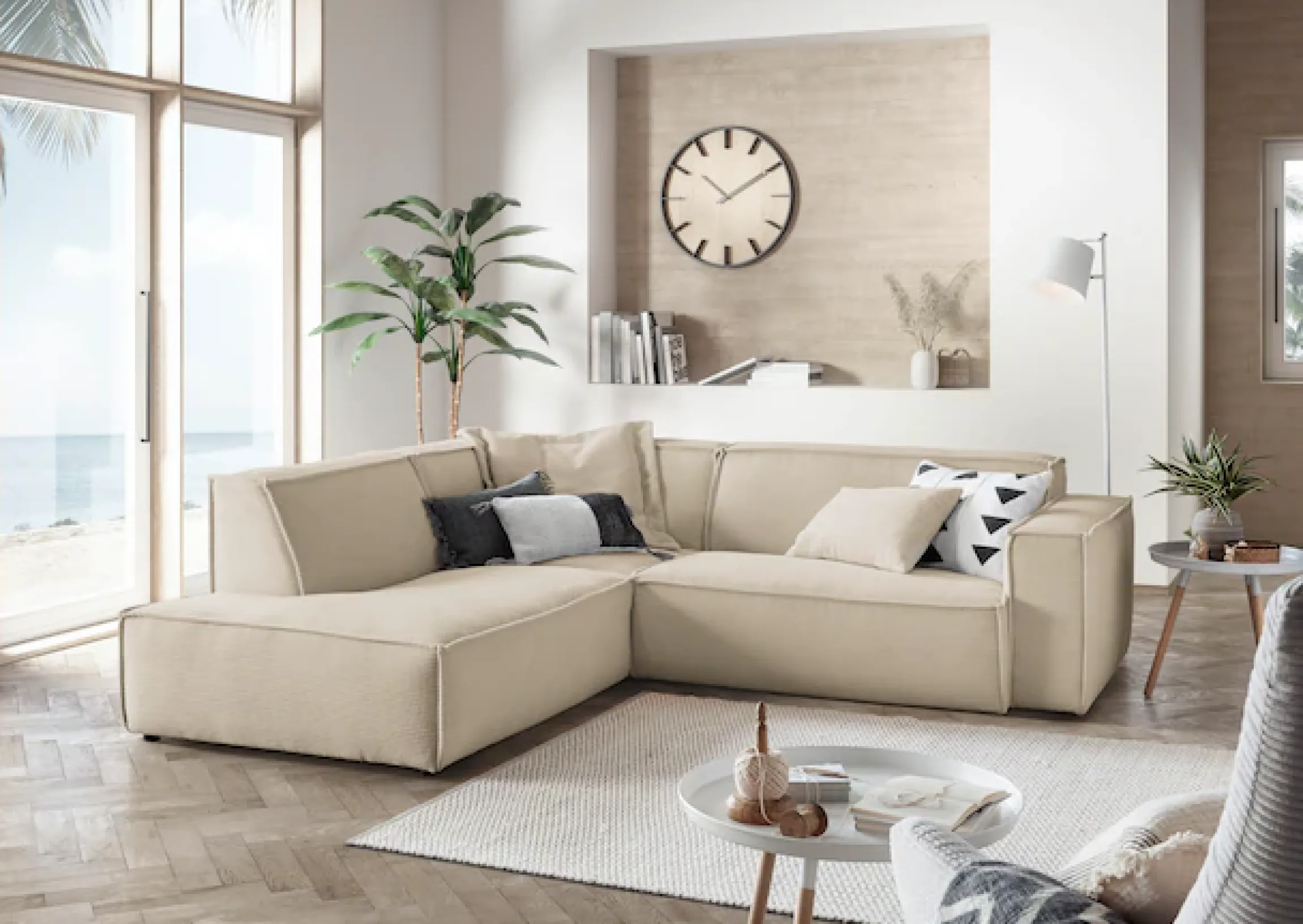 3C Candy Ecksofa »Matteo in elegant, kubischer Formensprache, bequem, L-Form« mit auffälliger Kedernaht, Cord-Bezug, Lounge-Charakter, OTTOs Choice