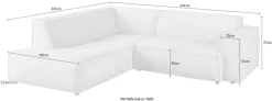 3C Candy Ecksofa »Matteo in elegant, kubischer Formensprache, bequem, L-Form« mit auffälliger Kedernaht, Cord-Bezug, Lounge-Charakter, OTTOs Choice